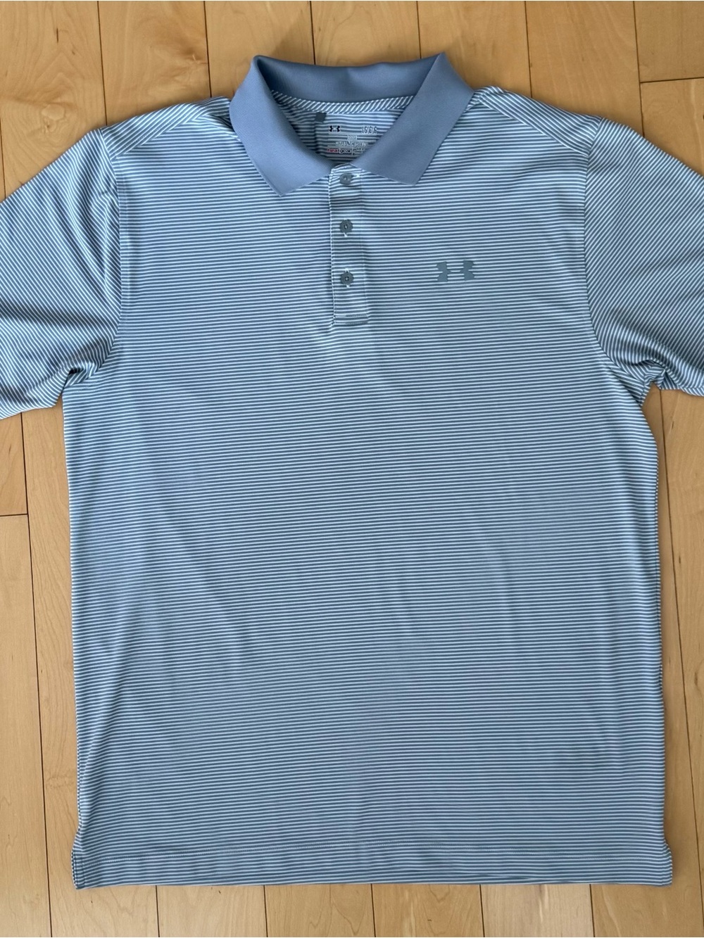 Under Armour HeatGear Men's Striped Polo Shirt Light Blue Gray Size L